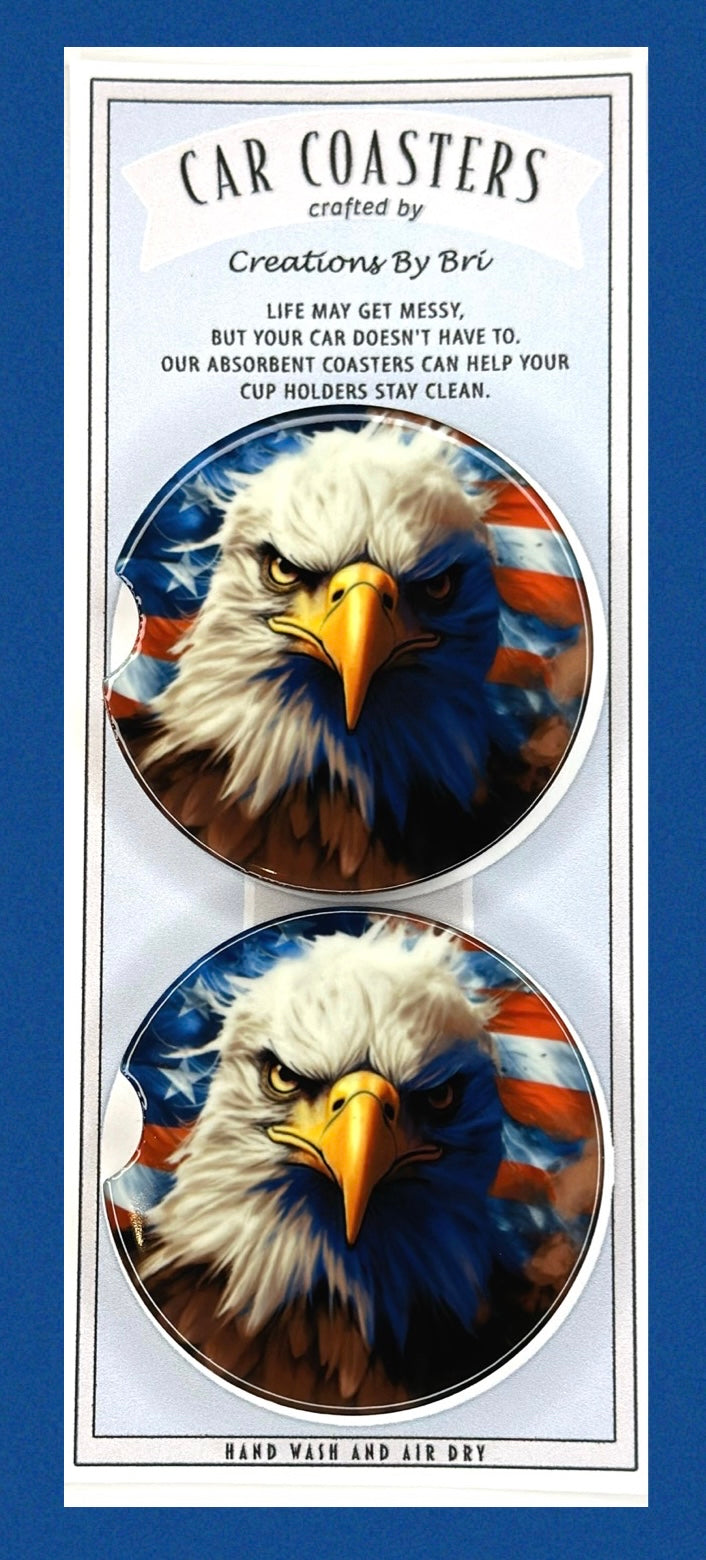 American flag eagle car coasters