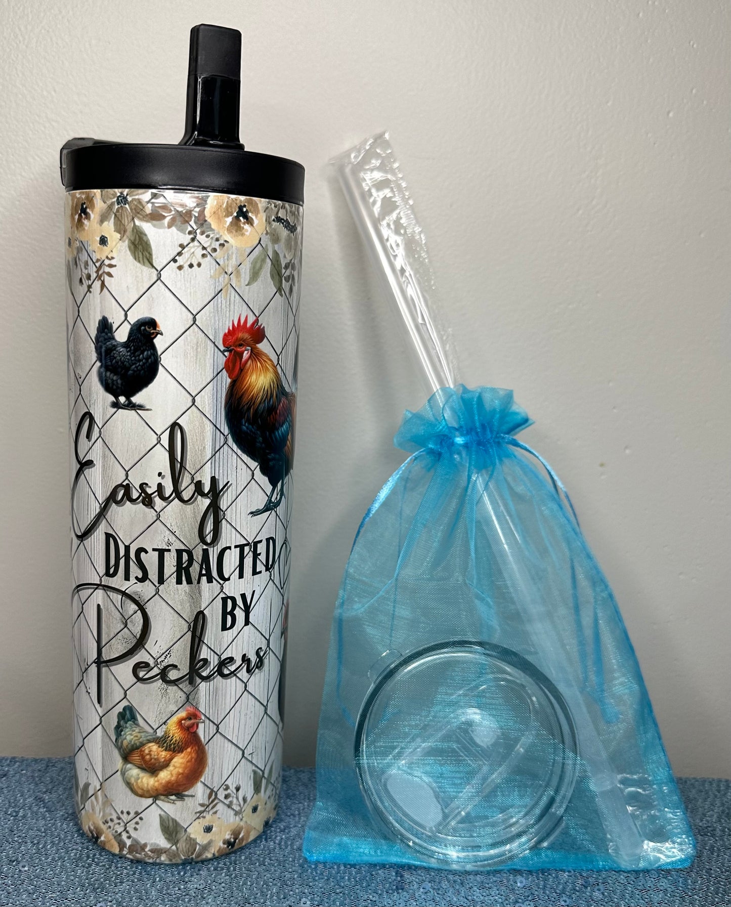 Easily Distracted by peckers chicken tumbler