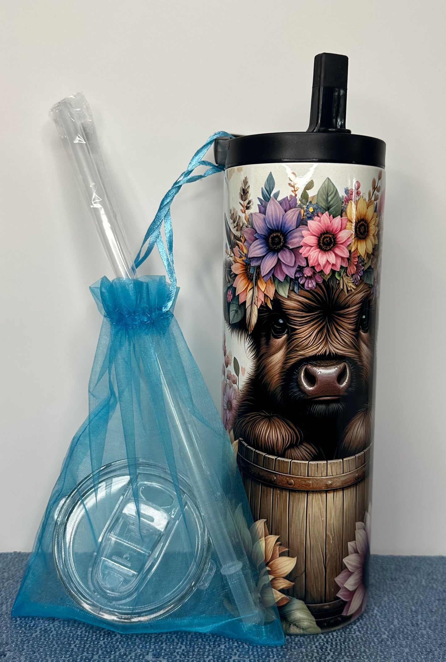 Floral Highland Cow 20oz Hydro Duo