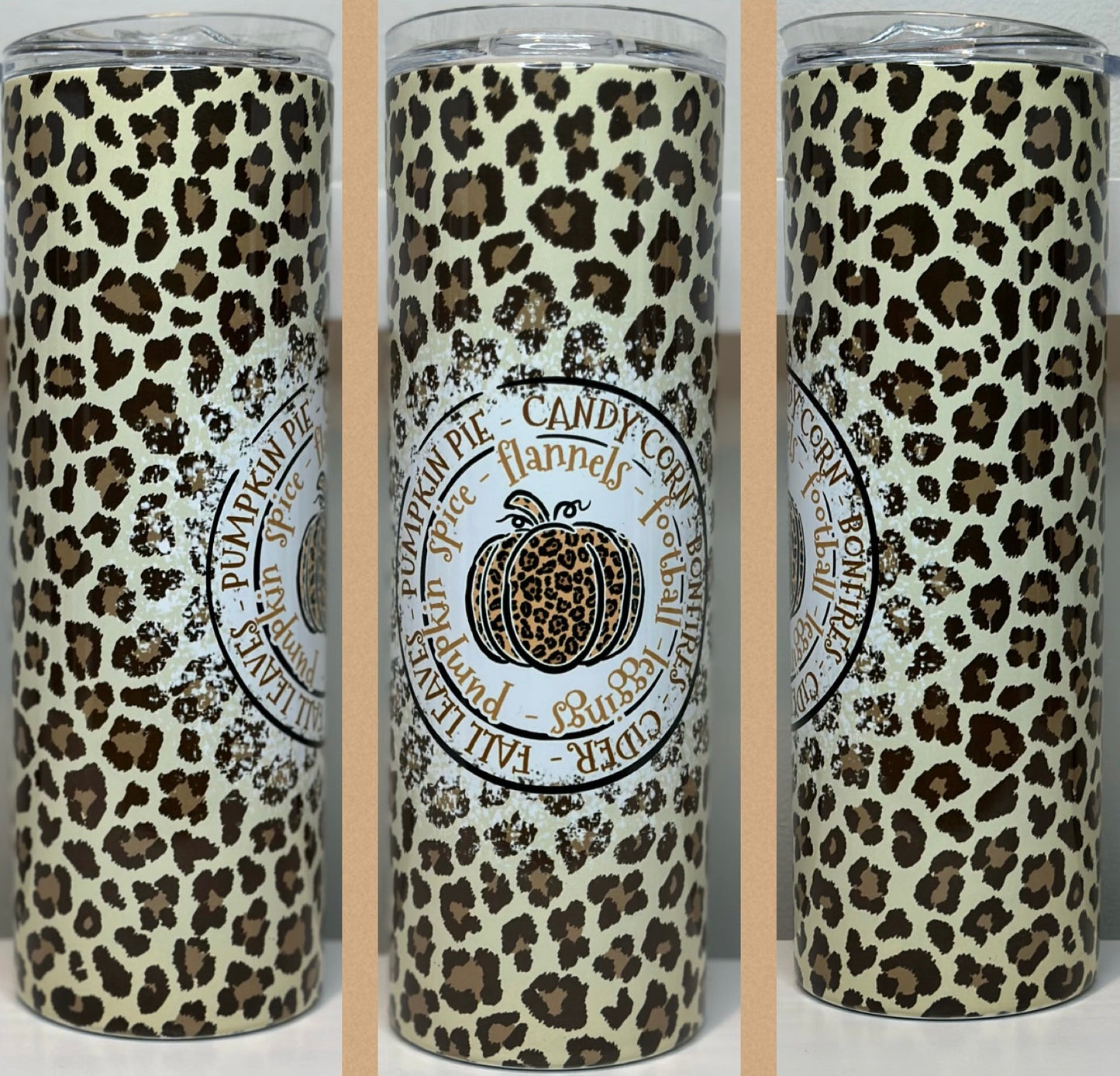 20oz cheetah print fall pumpkin tumbler