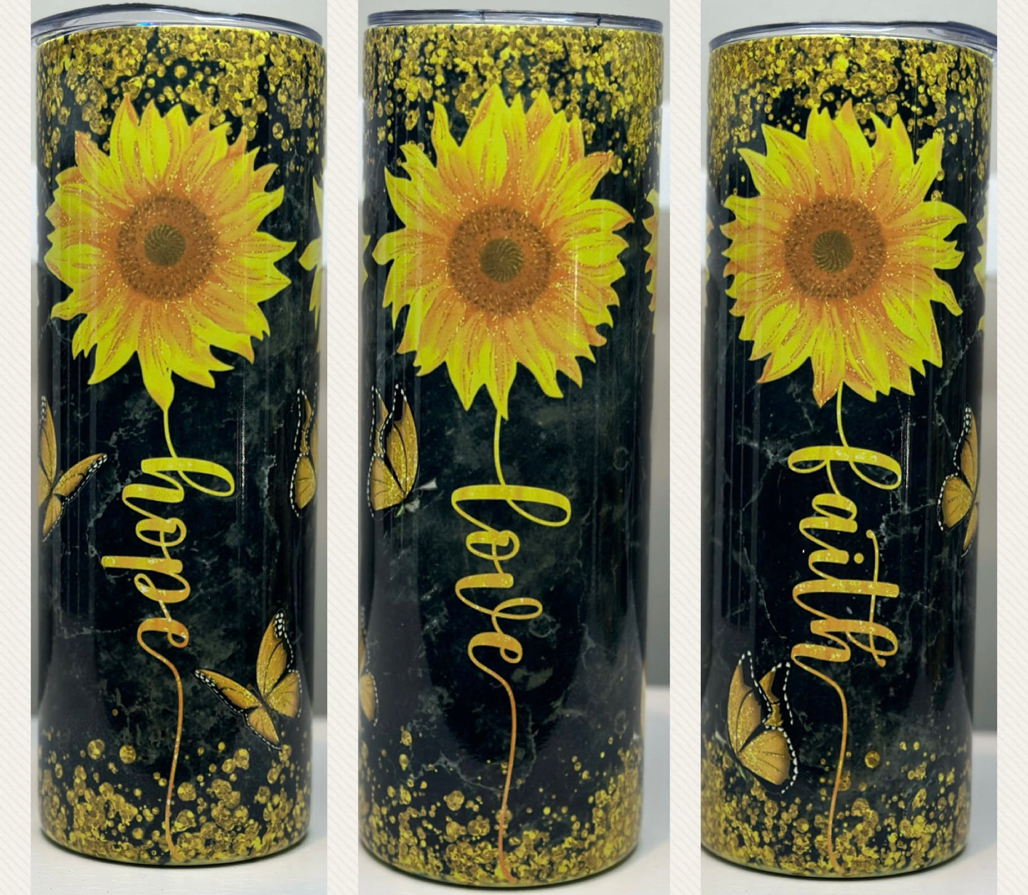 Love, Hope, Faith sunflower 20oz Tumbler