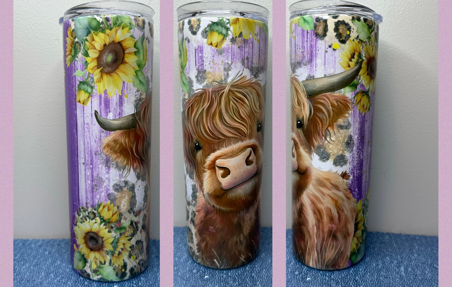 Highland cow Sunflower 20oz tumbler