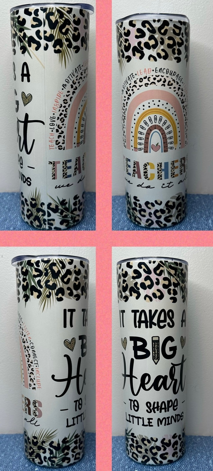 Teacher Life cheetah rainbow 20oz tumbler