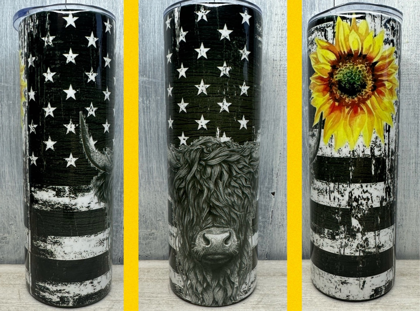 Sunflower highland cow 20oz tumbler