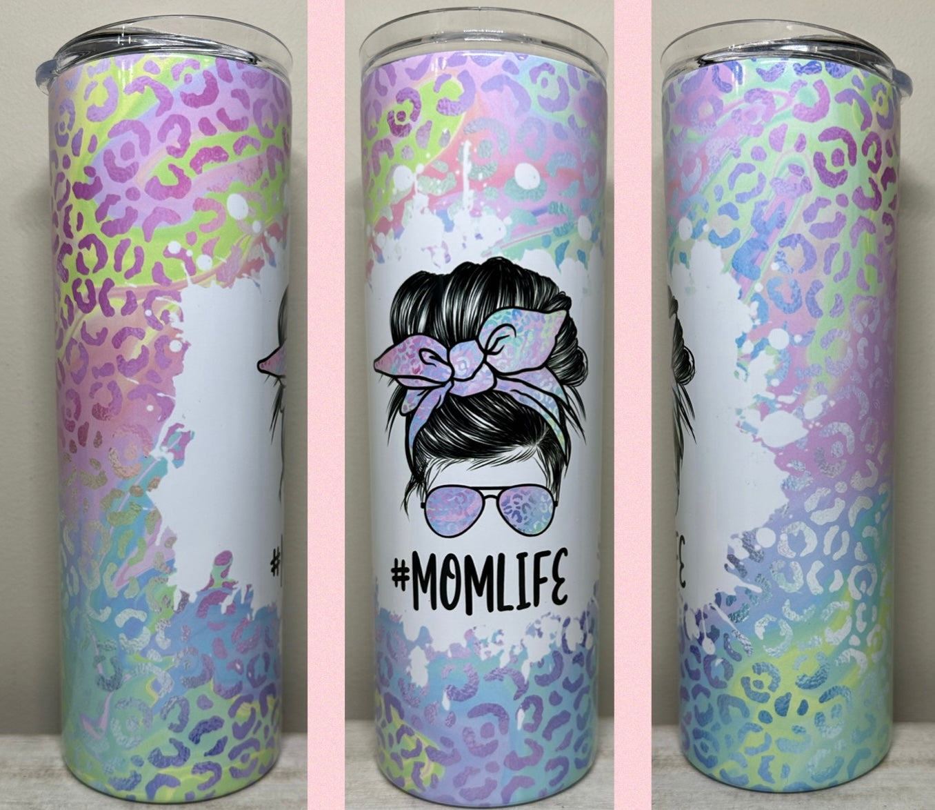 Pastel Cheetah Print #MOMLIFE 20oz Tumbler