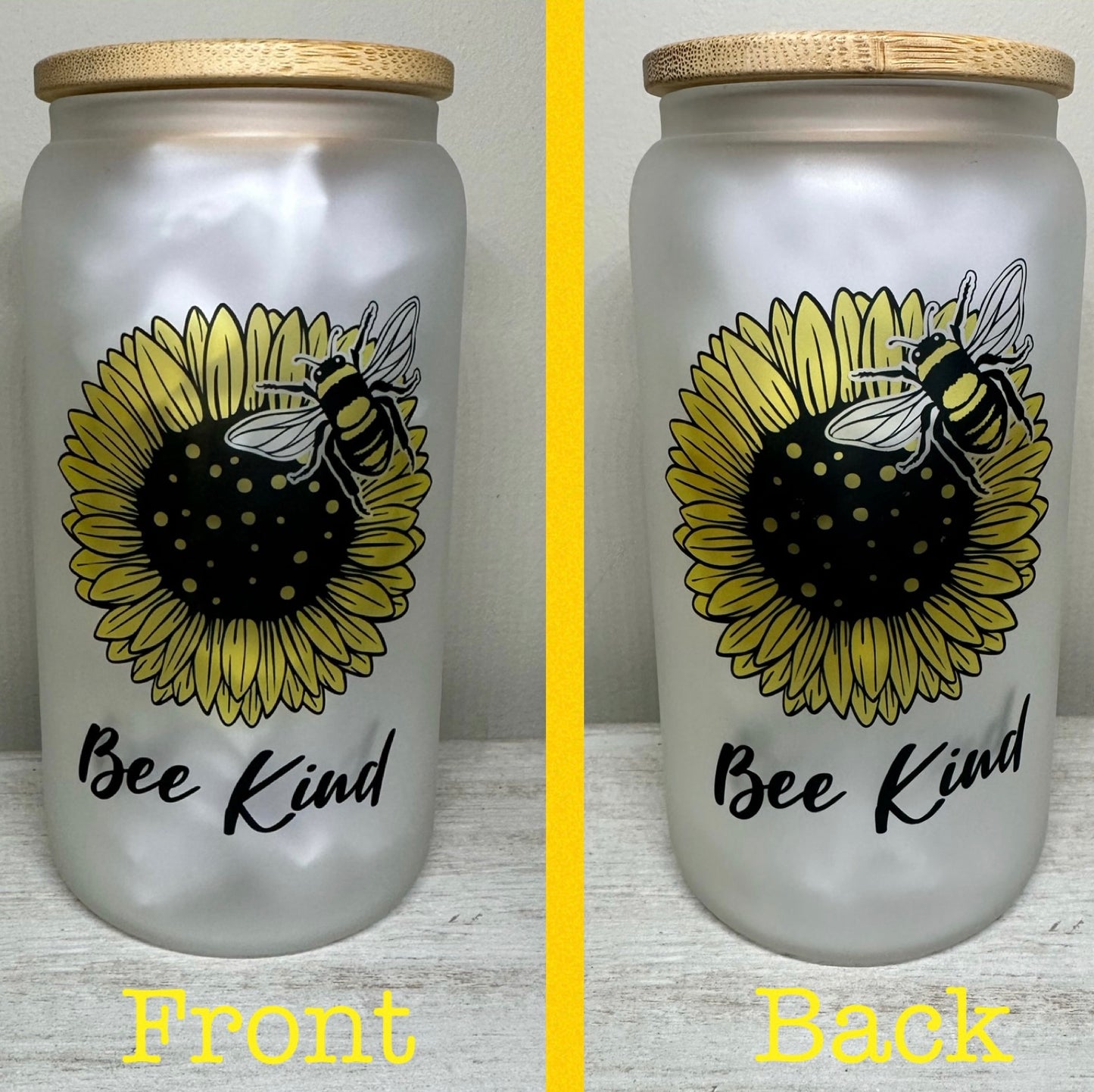 Sunflower Bee Glass Cup