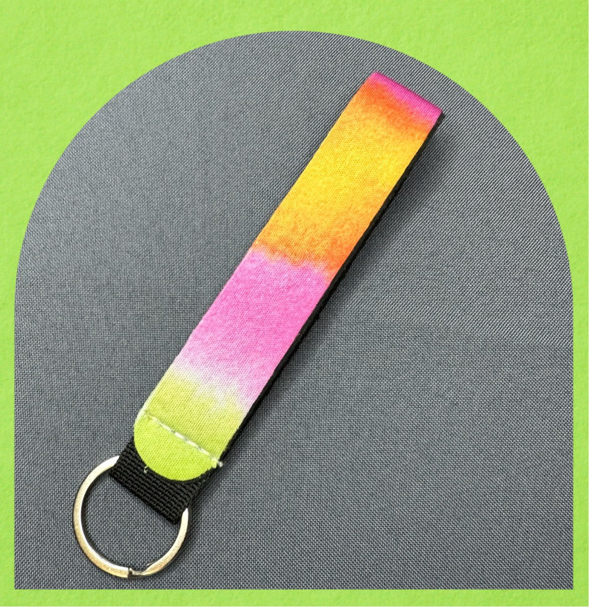 Multicolored wristlet keychain