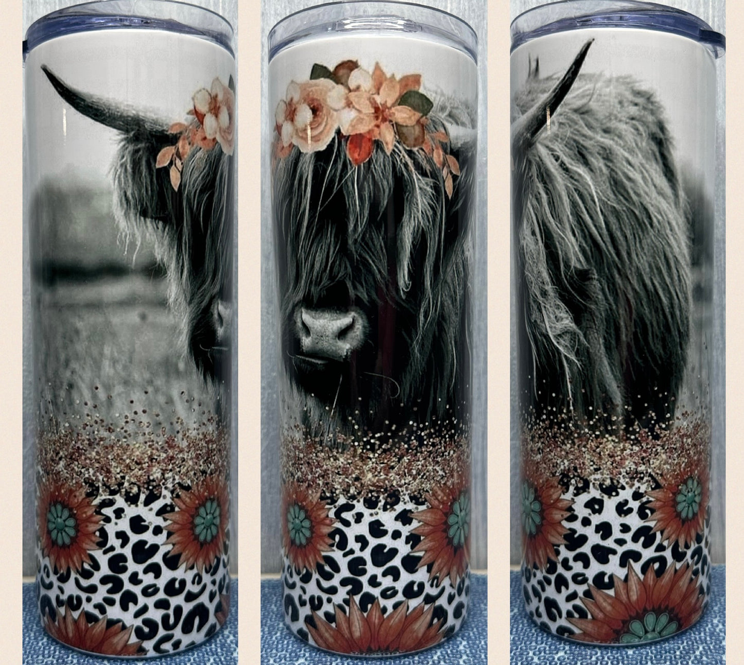 Blush highland cow 20oz tumbler