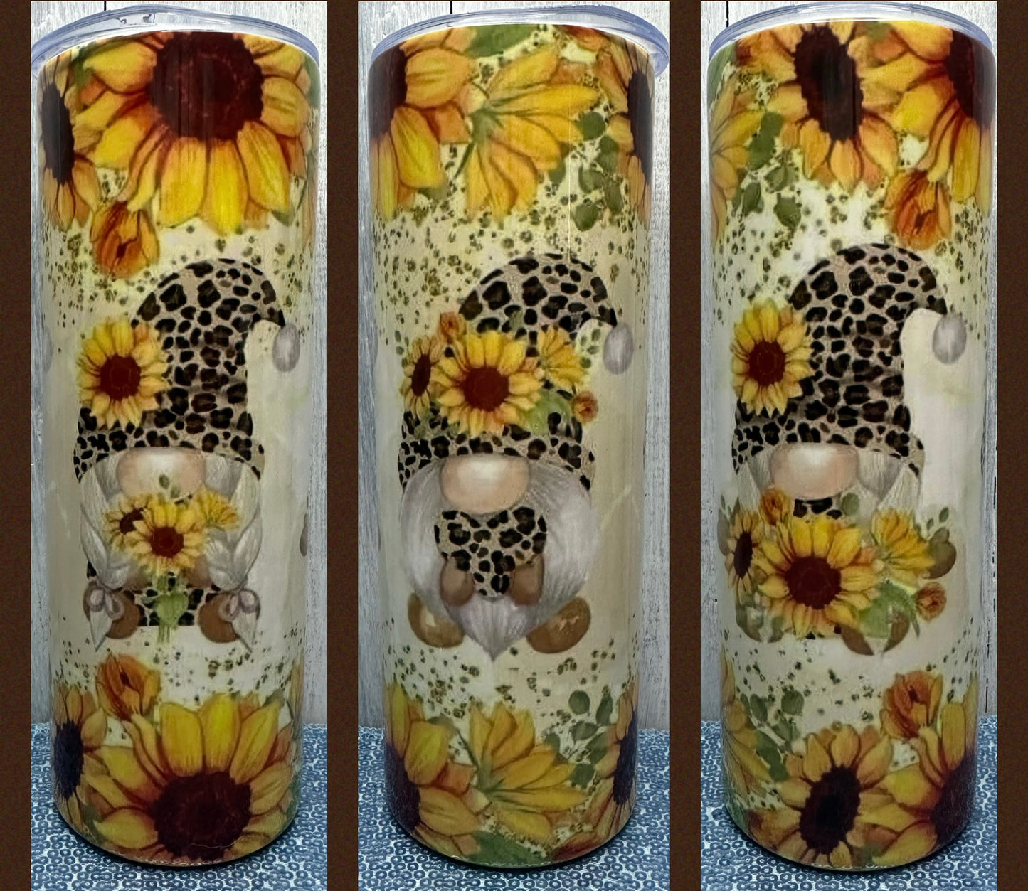 Sunflower cheetah gnomes 20oz tumbler