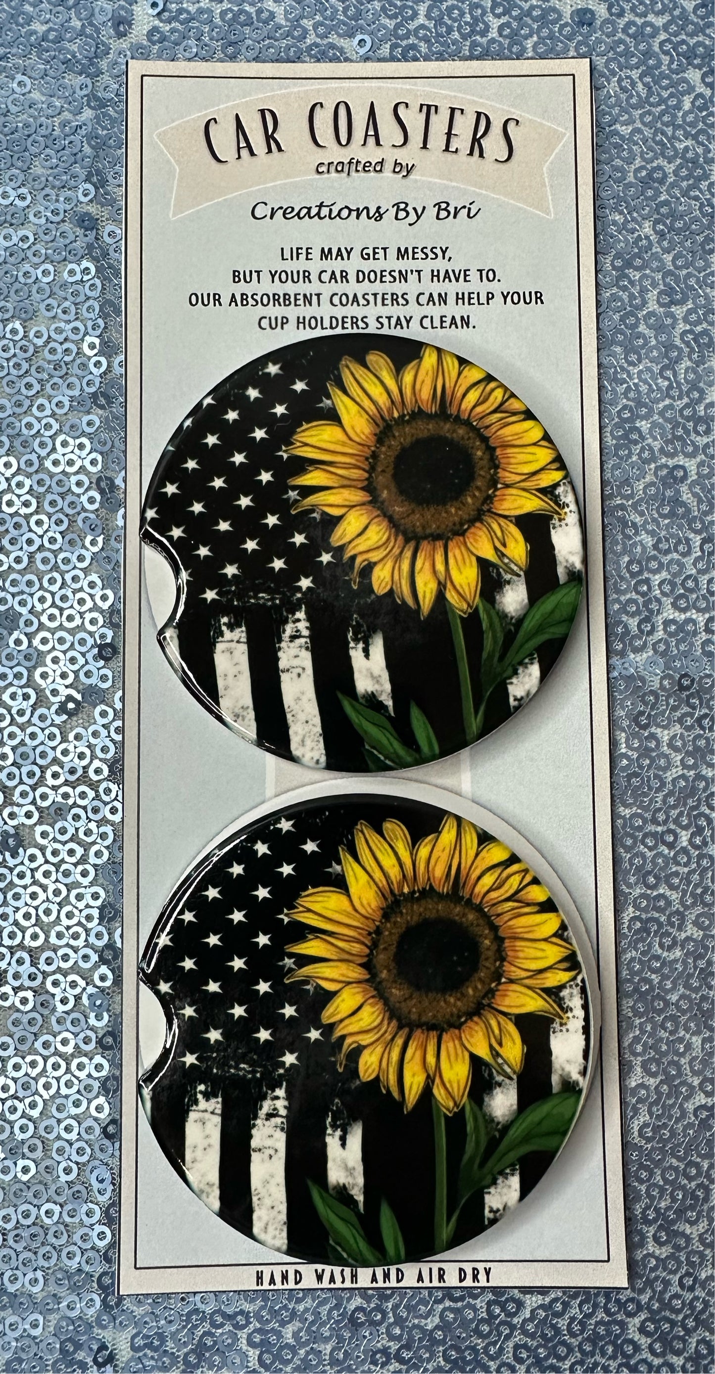 Sunflower flag car coaster