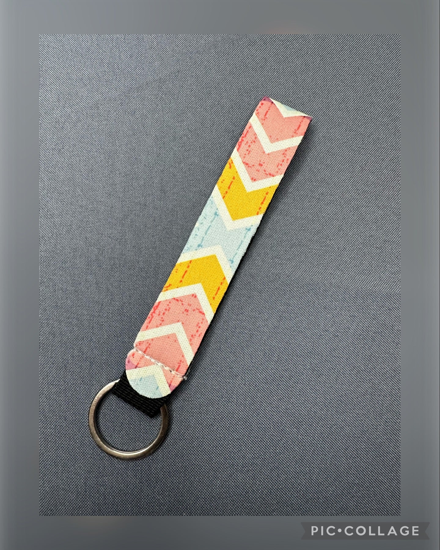 Pastel chevron wristlet keychain