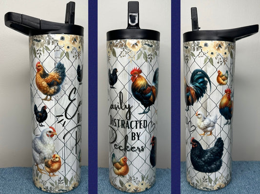 Easily Distracted by peckers chicken tumbler