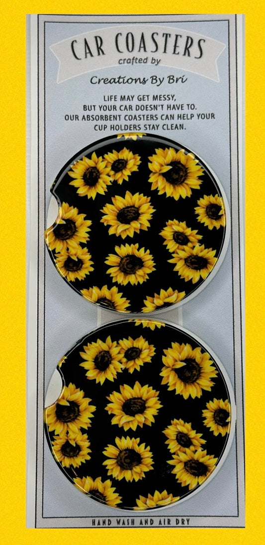 Sunflower car coasters
