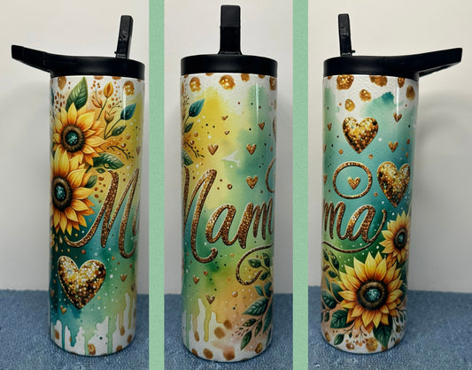 Teal Sunflower Mama 20oz Hydro duo