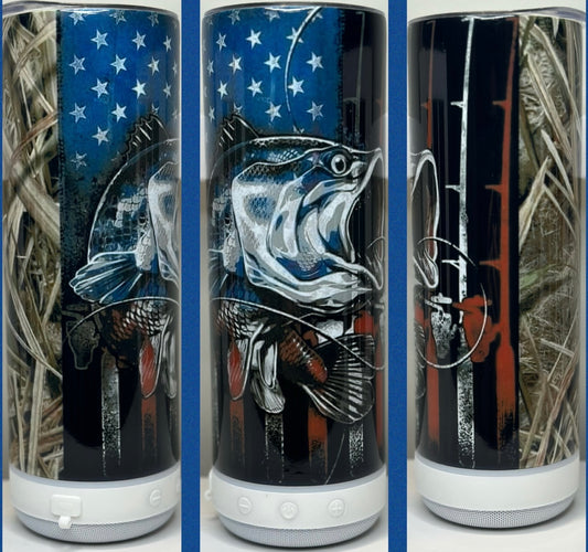 American Flag Fish 20oz Speaker Tumbler