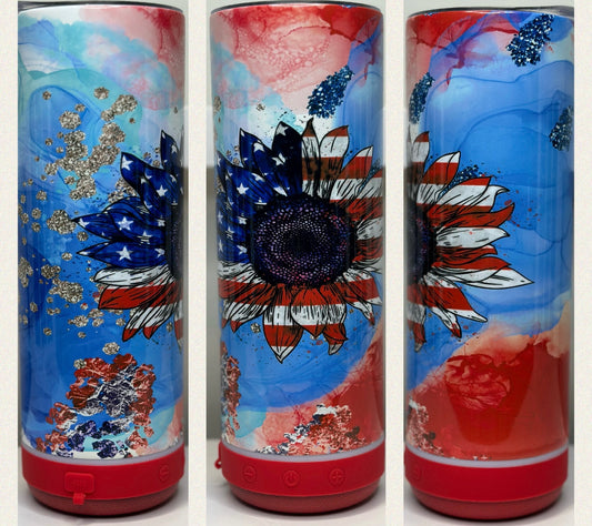 American Flag Sunflower 20oz Speaker Tumbler