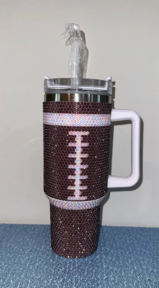 40oz glitter football tumbler