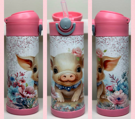 Floral piglet sippy