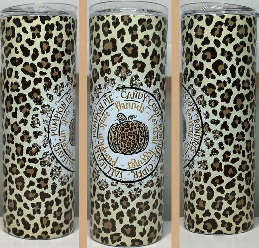 20oz cheetah print fall pumpkin tumbler