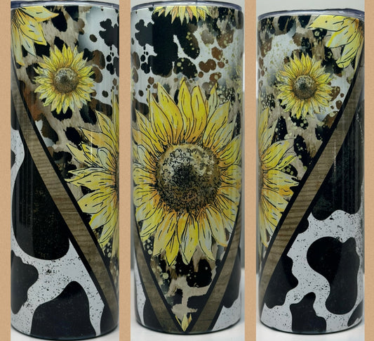 Sunflower cow print 20oz Tumbler