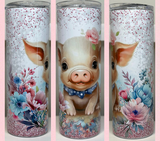 Floral Piglet 20oz Tumbler