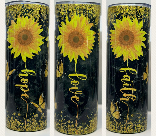 Love, Hope, Faith sunflower 20oz Tumbler