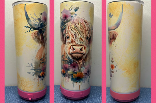 Highland Cow 20oz Bluetooth Speaker tumbler