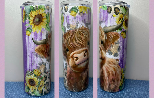 Highland cow Sunflower 20oz tumbler
