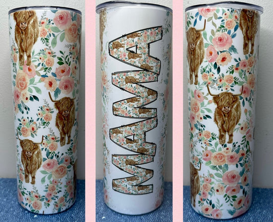 Mama Highland Cow 20oz tumbler