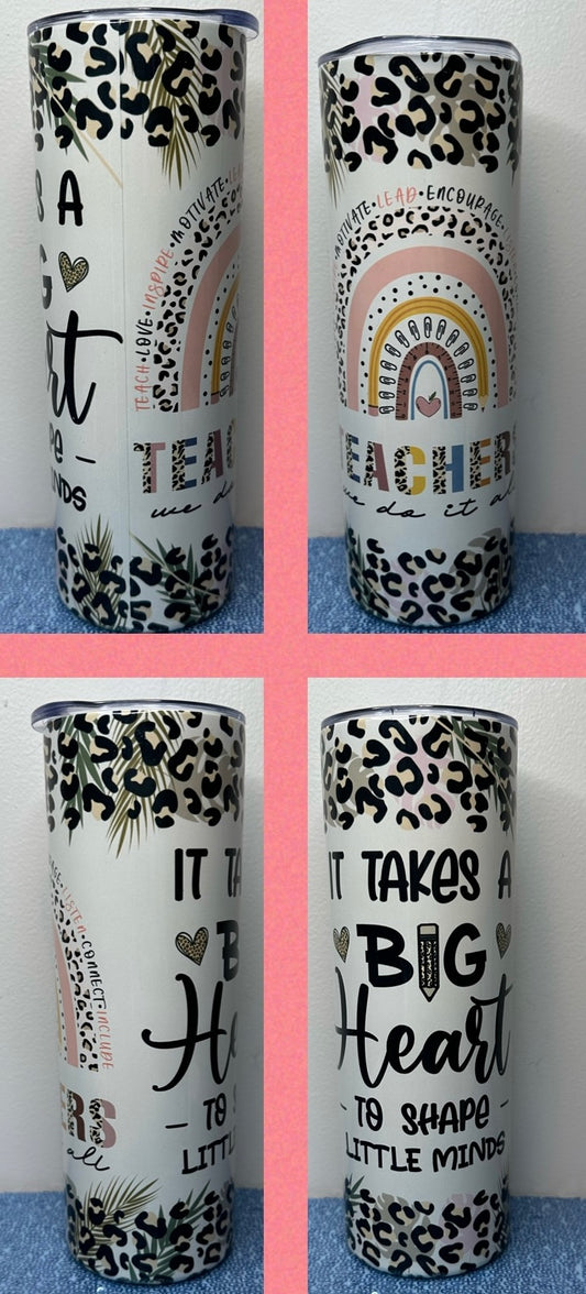 Teacher Life cheetah rainbow 20oz tumbler