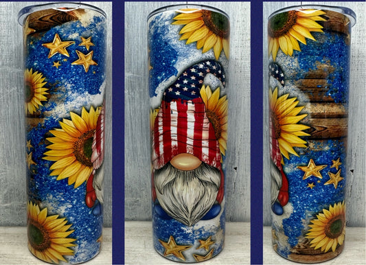 Sunflower flag gnome 20oz tumbler