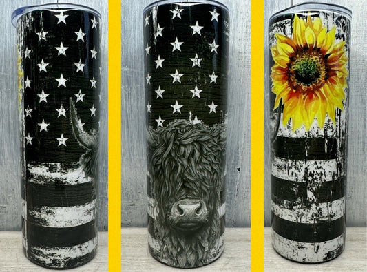 Sunflower highland cow 20oz tumbler