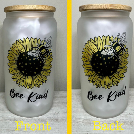 Sunflower Bee Glass Cup
