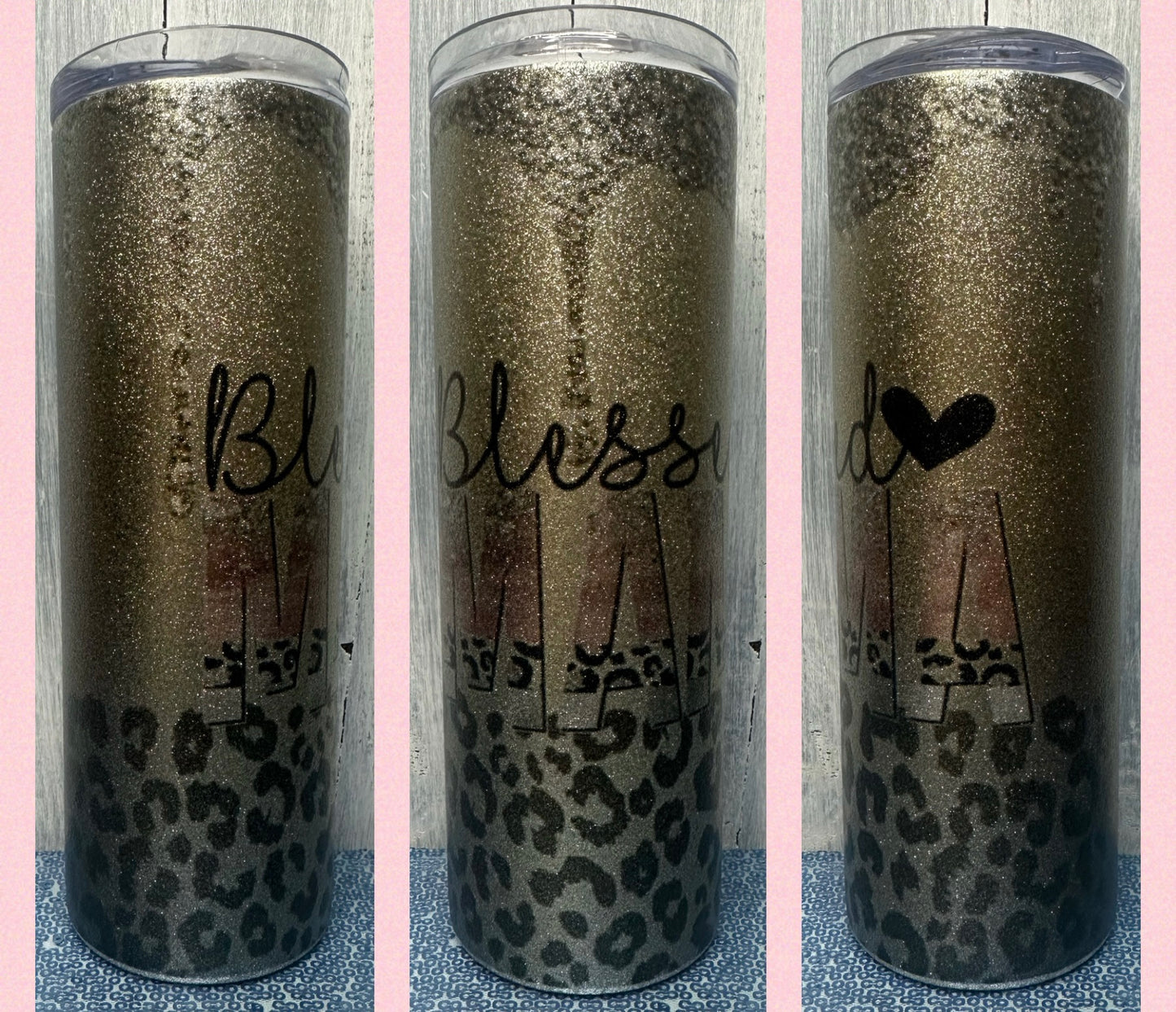 Glitter blessed mama 20 oz tumbler
