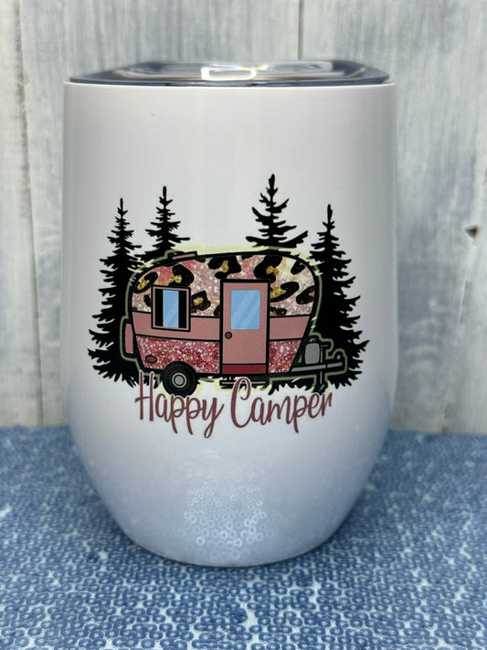 Happy Camper 12oz wine tumbler