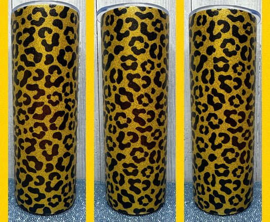 Glitter cheetah print 20oz tumbler