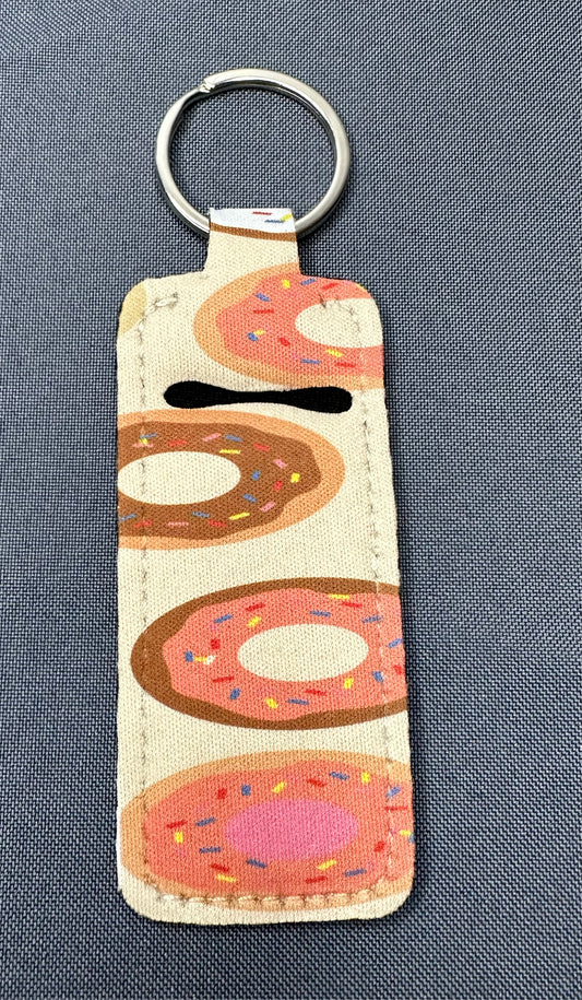 Donut chapstick keychain