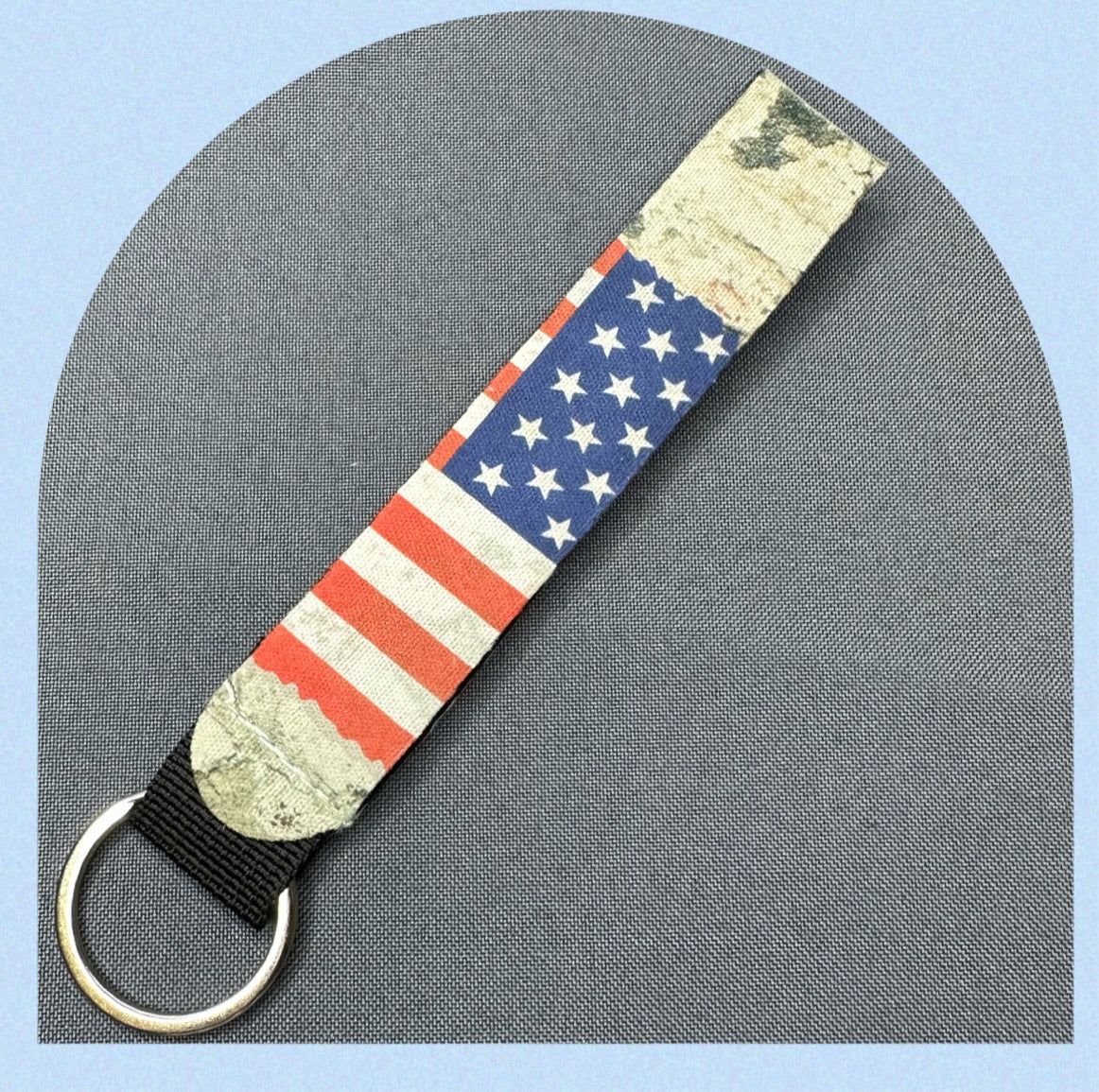 Flag wristlet keychain