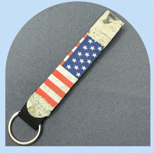 Flag wristlet keychain