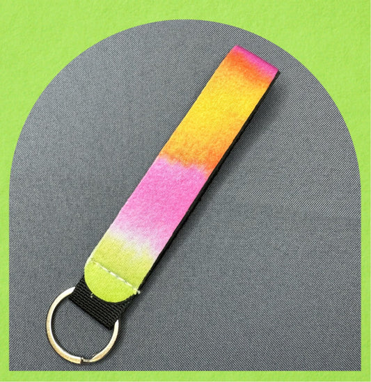 Multicolored wristlet keychain