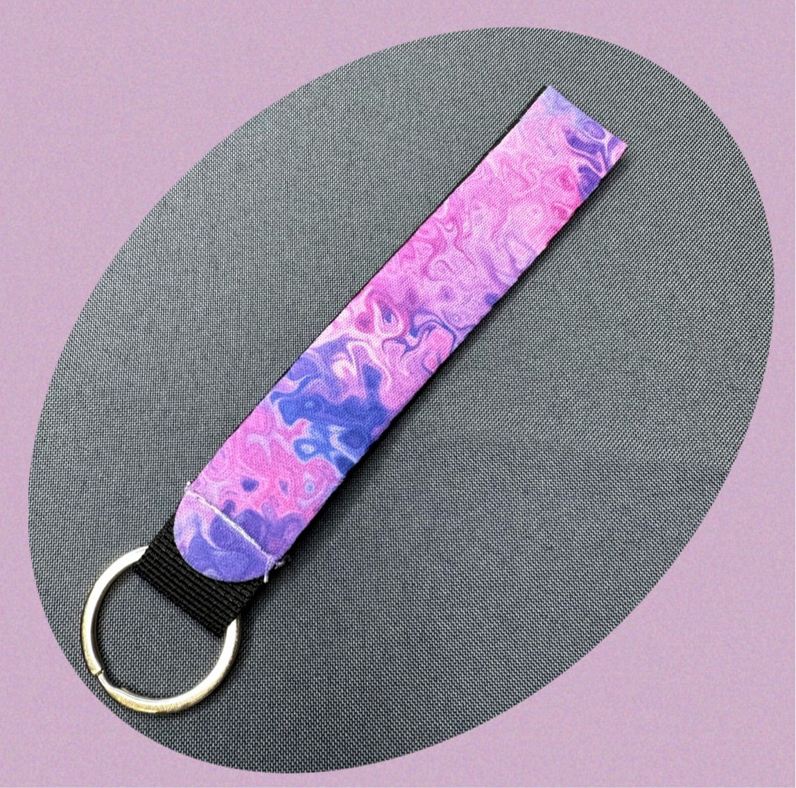 Purple marble wristlet keychain