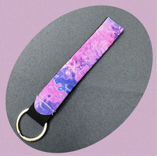 Purple marble wristlet keychain
