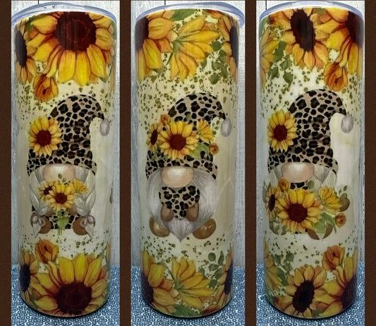 Sunflower cheetah gnomes 20oz tumbler