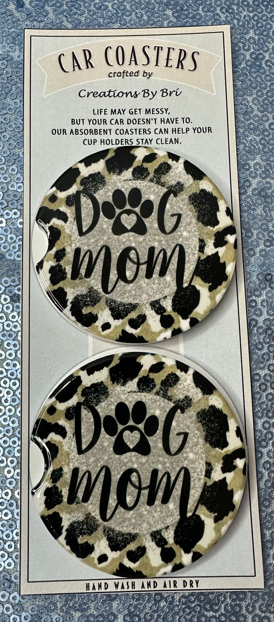 Dog mom car coasters