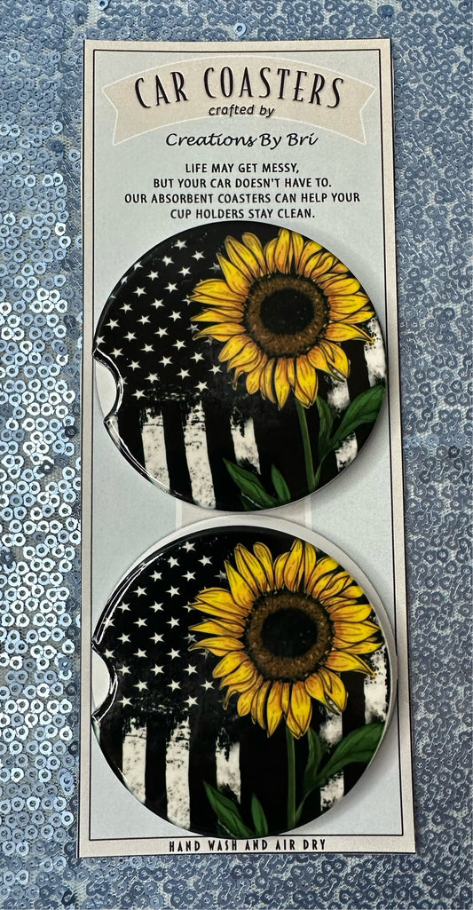 Sunflower flag car coaster