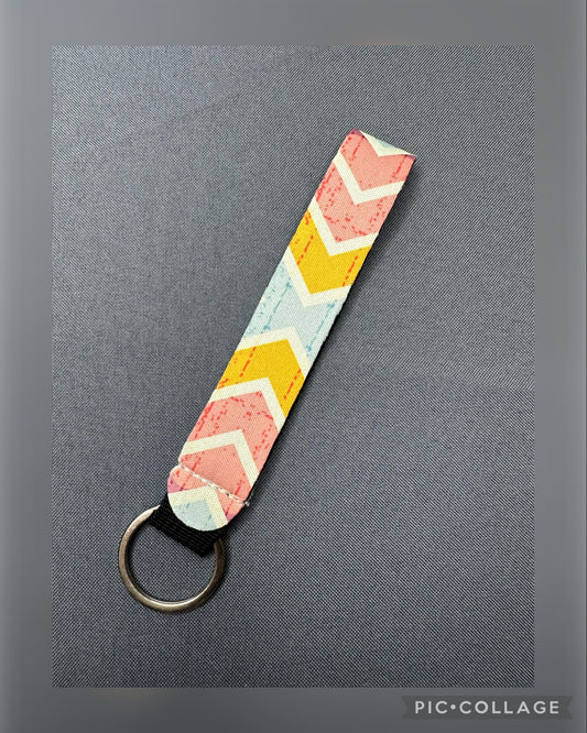 Pastel chevron wristlet keychain