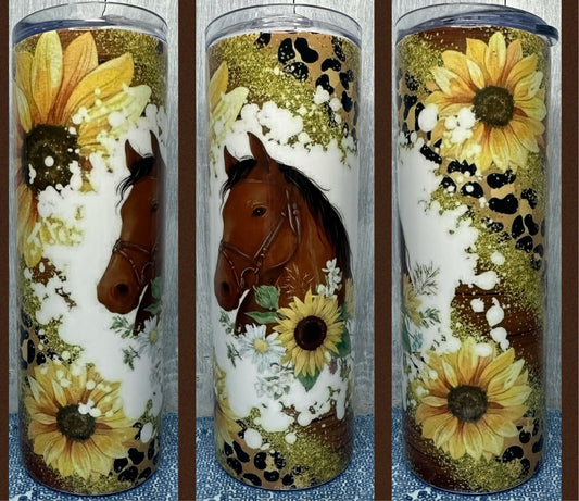 Horse sunflower 20 oz tumbler