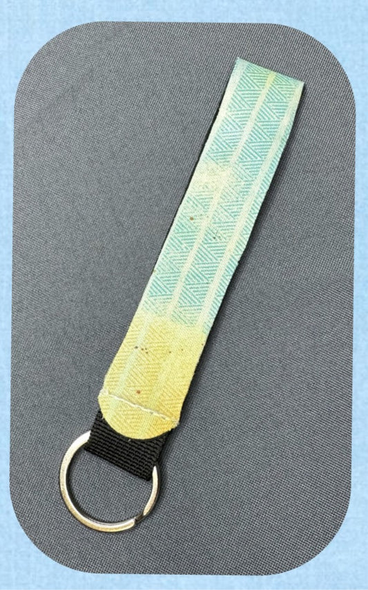 Blue & yellow wristlet keychain